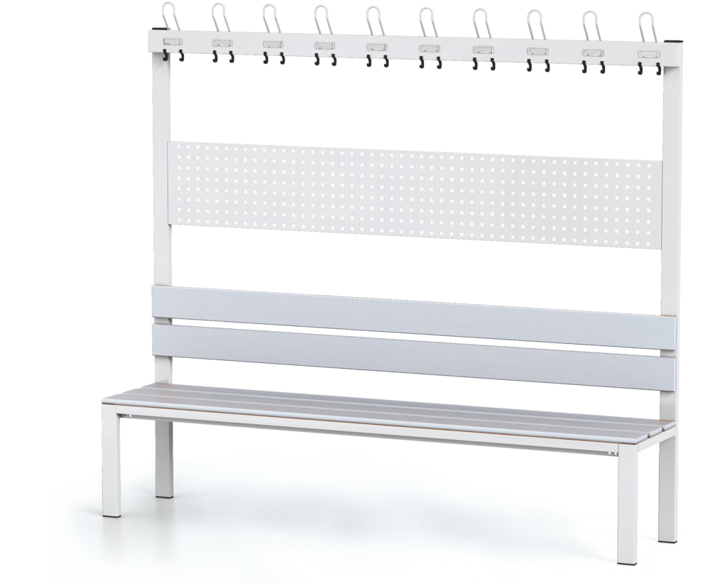 Benches with backrest and racks, PVC sticks -  basic version 1800 x 2000 x 430
